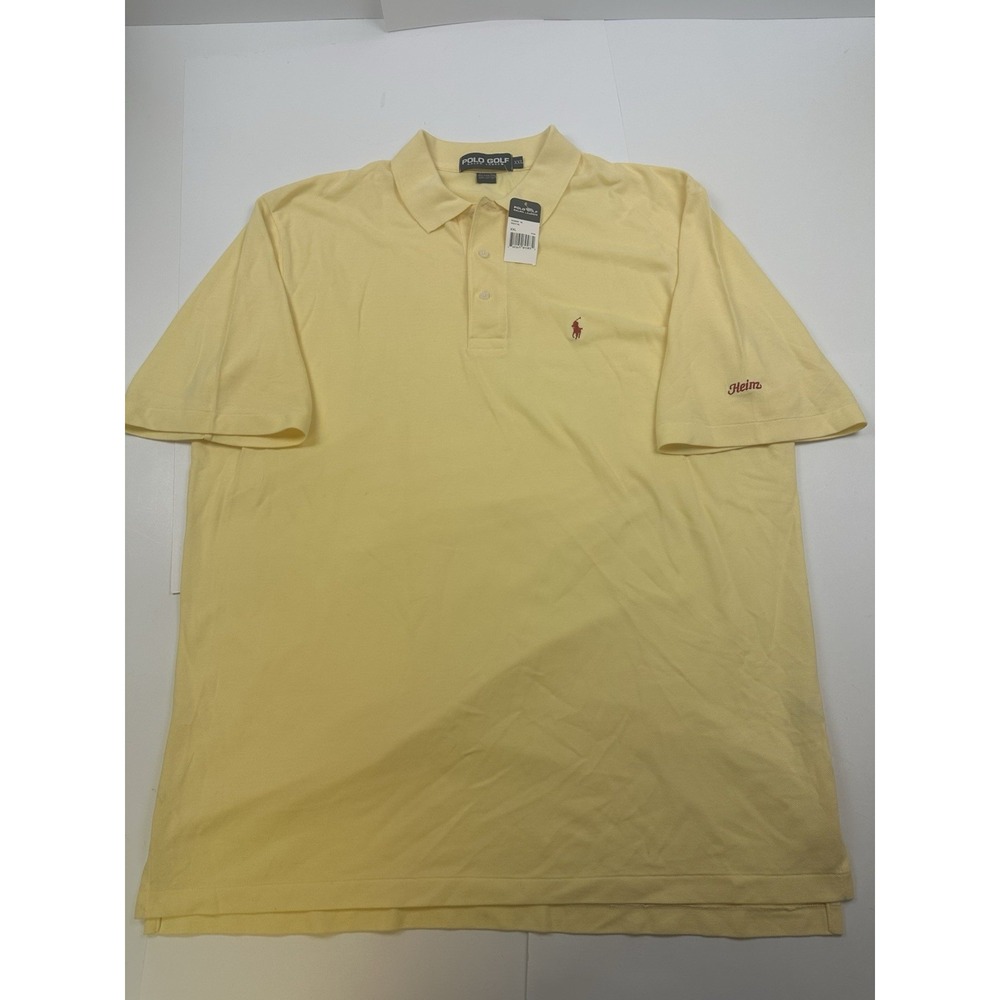 New Vintage Polo Golf Ralph Lauren Yellow Polo Shirt 2XL Heinz Embroidered Logo
